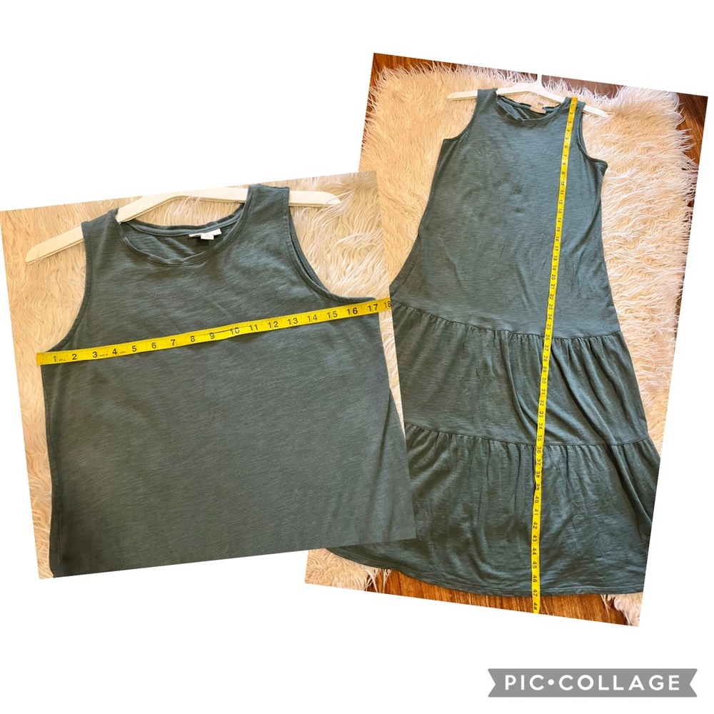 J. Jill Fatigue Green Tiered Sleeveless Midi Maxi Dress Womens size small petite - Picture 10 of 11